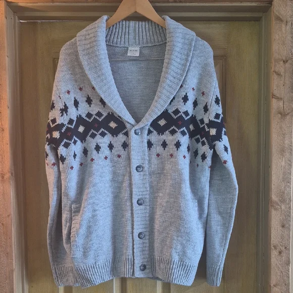 Blair Gray & Black Patterned Cardigan Nan Tucket Hamptons Preppy 80s 90s Y2k Med - Picture 1 of 10